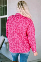 Shackets Pink Leopard Print Denim Jacket