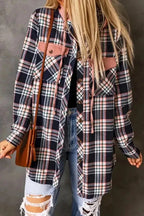 Shackets Pink Plaid Hooded Button-Up Shacket