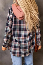 Shackets Pink Plaid Hooded Button-Up Shacket