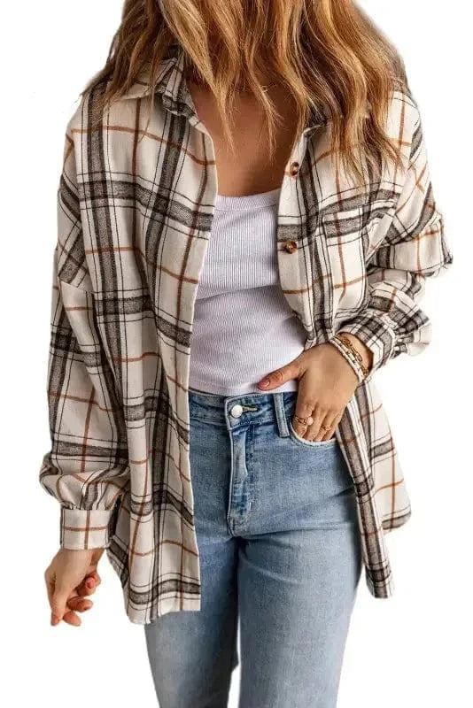 Shackets Plaid Button Front Western Style Shacket