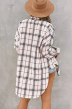 Shackets Plaid Button Front Western Style Shacket