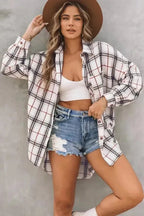Shackets Plaid Button Front Western Style Shacket