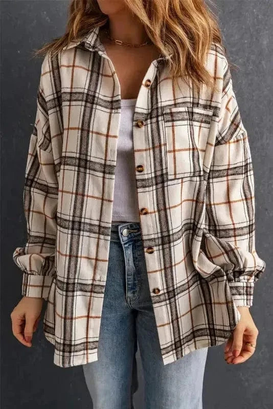 Shackets Plaid Button Front Western Style Shacket