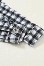 Shackets Plaid Button-Up Tunic Shacket with Pockets
