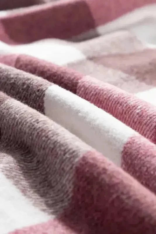 Shackets Plaid Color Block Button Down Jacket