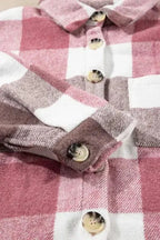 Shackets Plaid Color Block Button Down Jacket