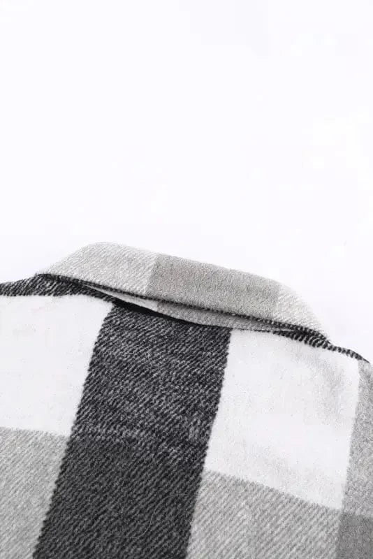 Shackets Plaid Color Block Button Down Jacket