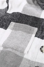 Shackets Plaid Color Block Button Down Jacket