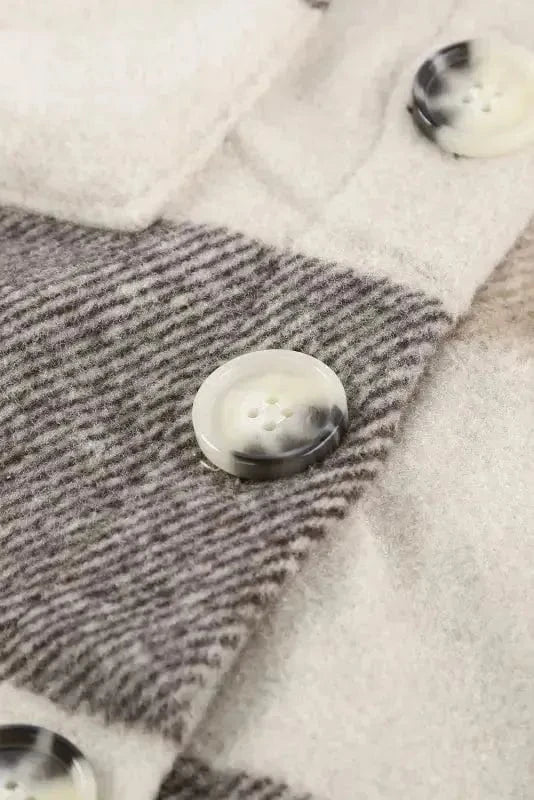 Shackets Plaid Color Block Button Down Jacket