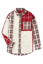 Shackets Plaid Corduroy Patchwork Shacket