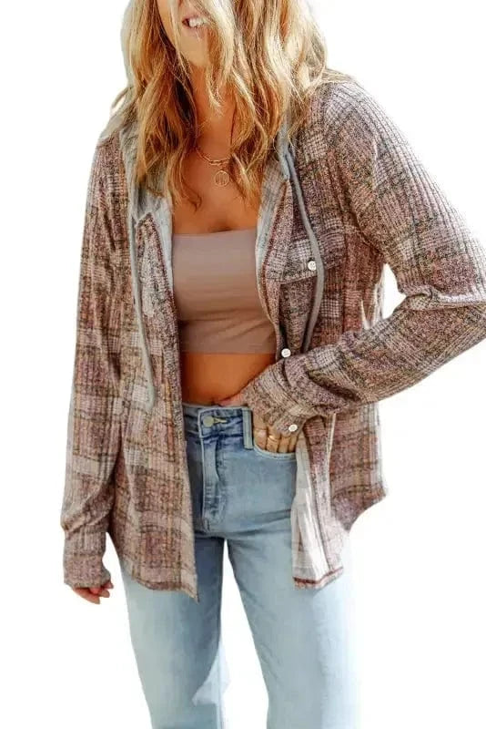 Shackets Purple Plaid Hooded Shacket – Cozy & Stylish