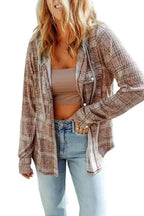 Shackets Purple Plaid Hooded Shacket – Cozy & Stylish