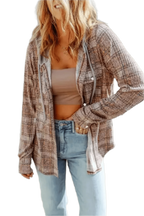 Shackets Purple / S / 95%Polyester+5%Elastane Purple Plaid Hooded Shacket – Cozy & Stylish