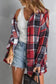 Shackets Red Plaid Buttoned Shirt Jacket
