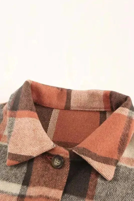 Shackets Red Plaid Buttoned Shirt Jacket