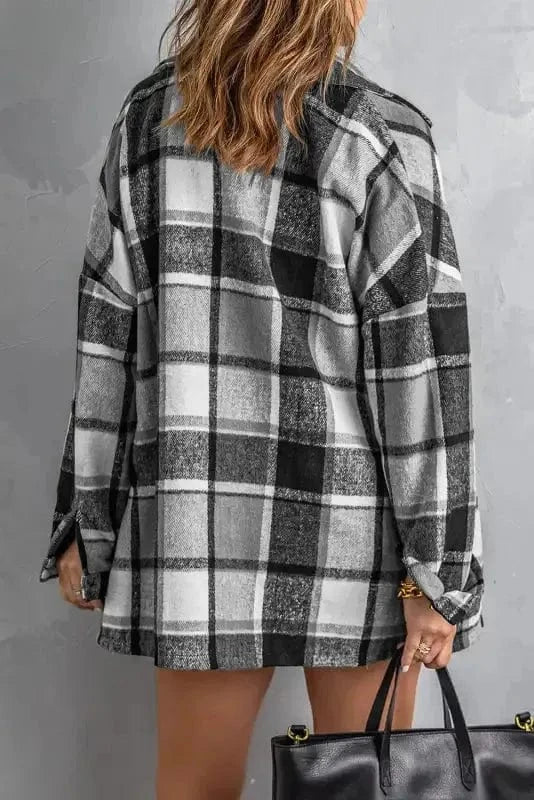 Shackets Red Plaid Buttoned Shirt Jacket