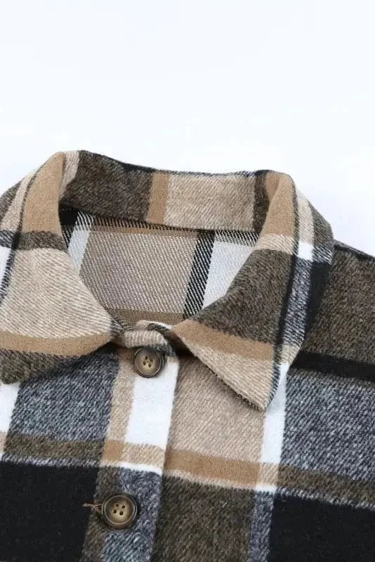 Shackets Red Plaid Buttoned Shirt Jacket