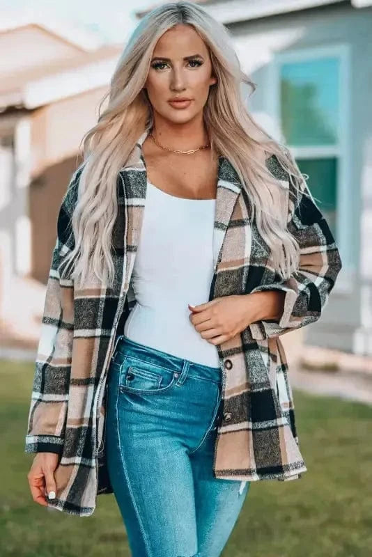 Shackets Red Plaid Buttoned Shirt Jacket