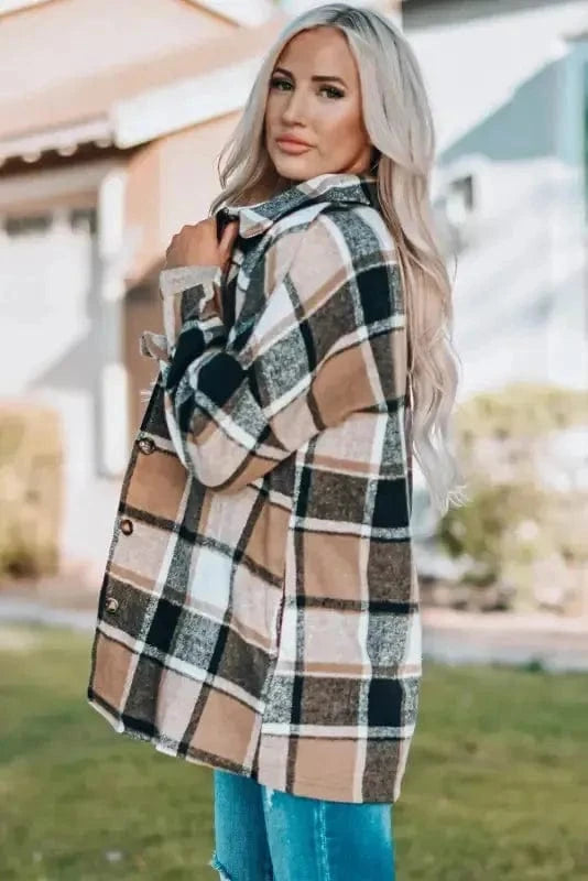 Shackets Red Plaid Buttoned Shirt Jacket