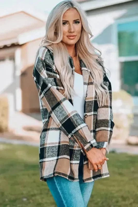 Shackets Red Plaid Buttoned Shirt Jacket