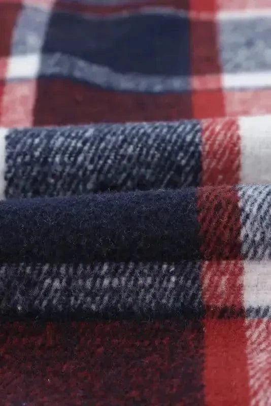 Shackets Red Plaid Buttoned Shirt Jacket