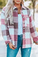 Shackets Red / S / 95%Polyester+5%Spandex Plaid Color Block Button Down Jacket