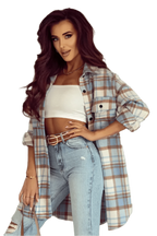 Shackets Sky Blue / S / 100%Polyester Classic Plaid Shacket with Flap Pockets