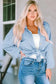 Shackets Sky Blue / S / 65%Polyester+25%Viscose+10%Elastane Cording Shacket with Roll-Tab Sleeves - Stylish Fit