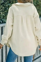 Shackets Turn Down Collar Buttoned Shirt Jacket