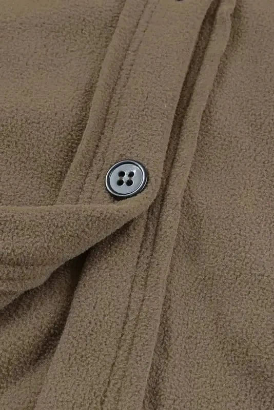 Shackets Turn Down Collar Buttoned Shirt Jacket