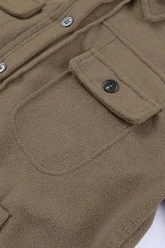 Shackets Turn Down Collar Buttoned Shirt Jacket