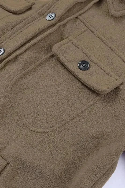 Shackets Turn Down Collar Buttoned Shirt Jacket