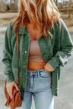 Shackets Vintage Washed Button Shacket Jacket