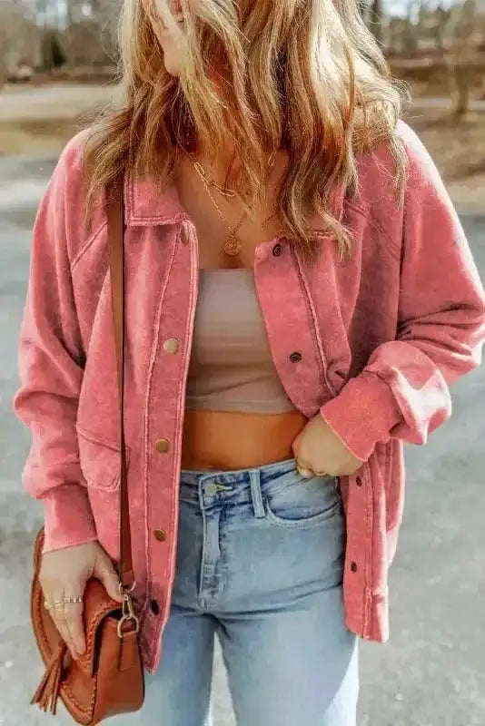 Shackets Vintage Washed Button Shacket Jacket