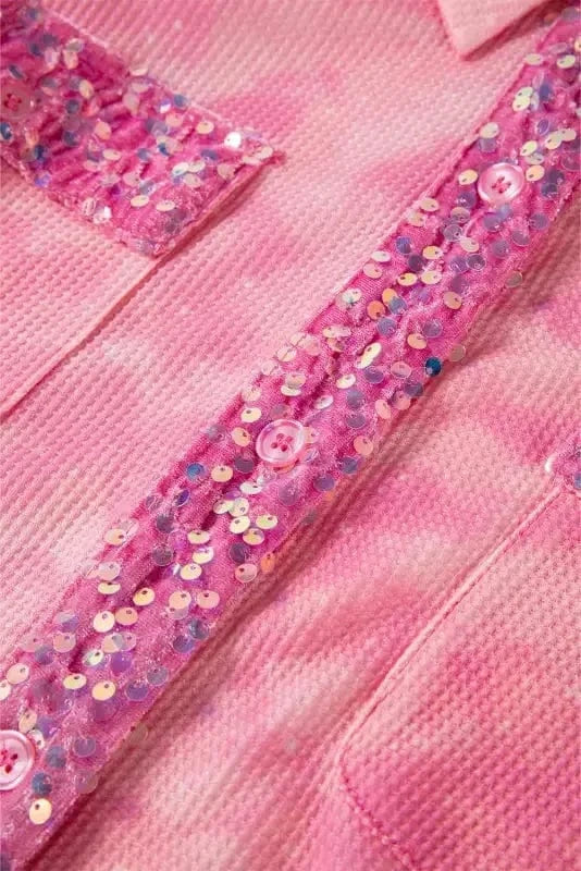 Shackets Washed Sequin Patch Shacket