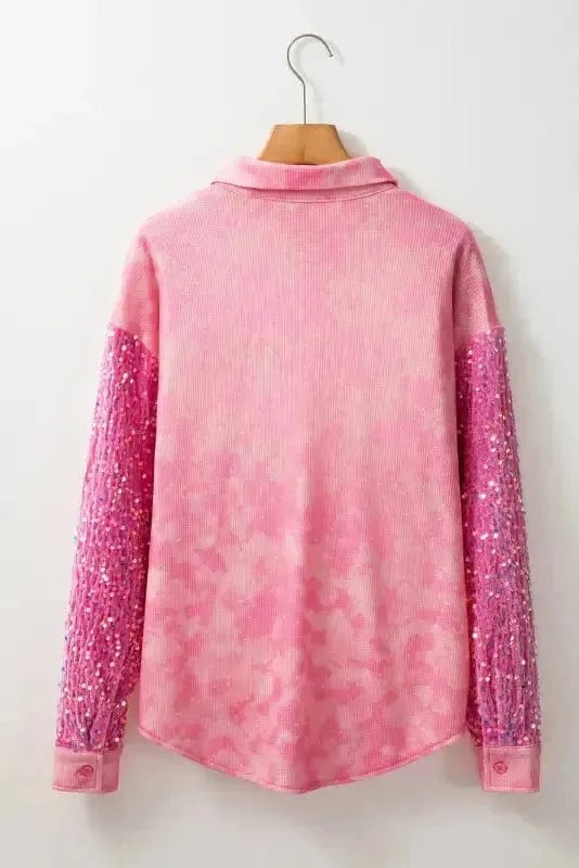 Shackets Washed Sequin Patch Shacket