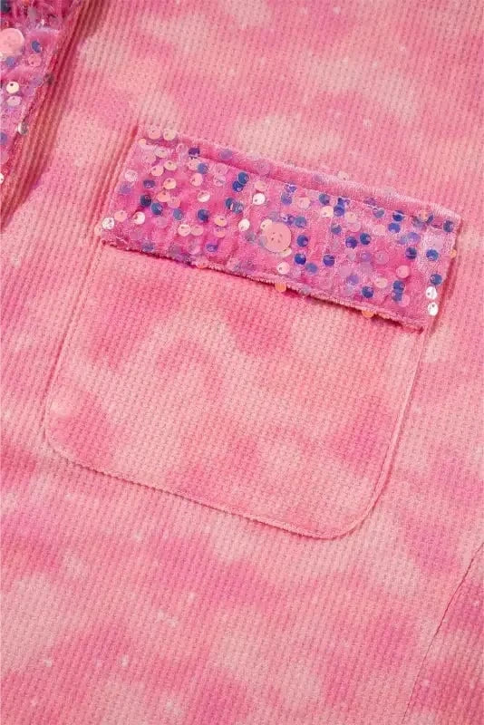 Shackets Washed Sequin Patch Shacket