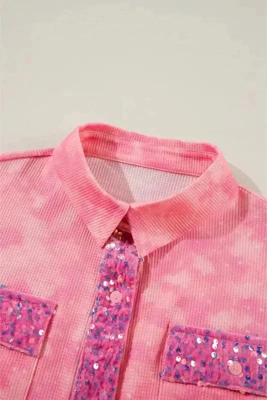 Shackets Washed Sequin Patch Shacket