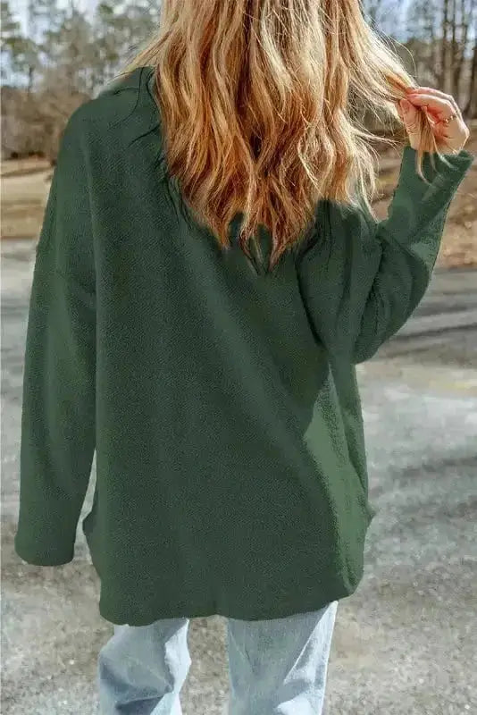 Shackets Winter Knit Shacket with Chest Pockets