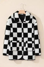 Sherpa Jackets CheckMate Fleece – Women's Black Checkered Jacket
