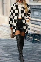 Sherpa Jackets CheckMate Fleece – Women's Black Checkered Jacket