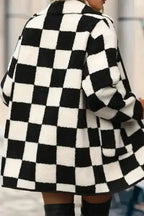 Sherpa Jackets CheckMate Fleece – Women's Black Checkered Jacket