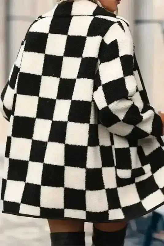 Sherpa Jackets CheckMate Fleece – Women's Black Checkered Jacket