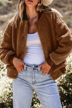 Sherpa Jackets Redwood Burl / S / 100%Polyester Sherpa Ribbed Bomber Jacket