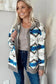 Sherpa Jackets White Western Sherpa Corduroy Trim Jacket