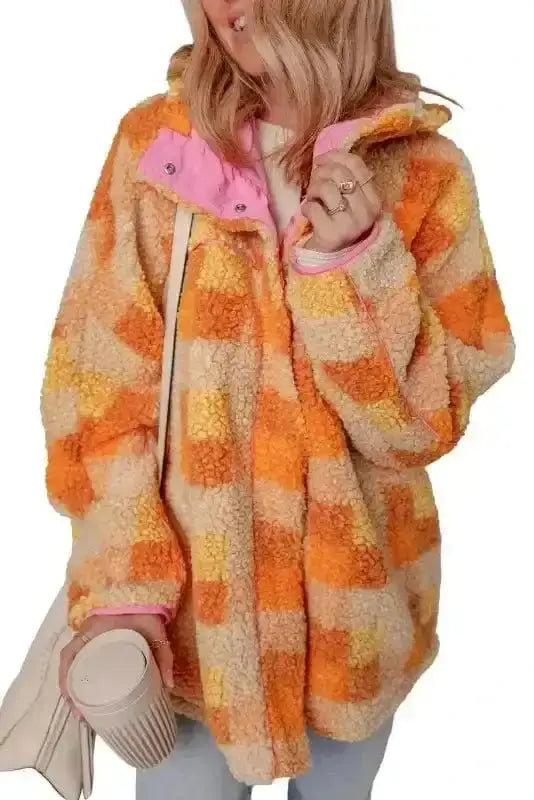 Sherpa Jackets Zesty Check Sherpa Hooded Jacket