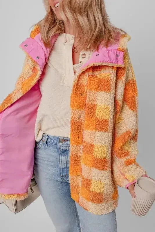 Sherpa Jackets Zesty Check Sherpa Hooded Jacket