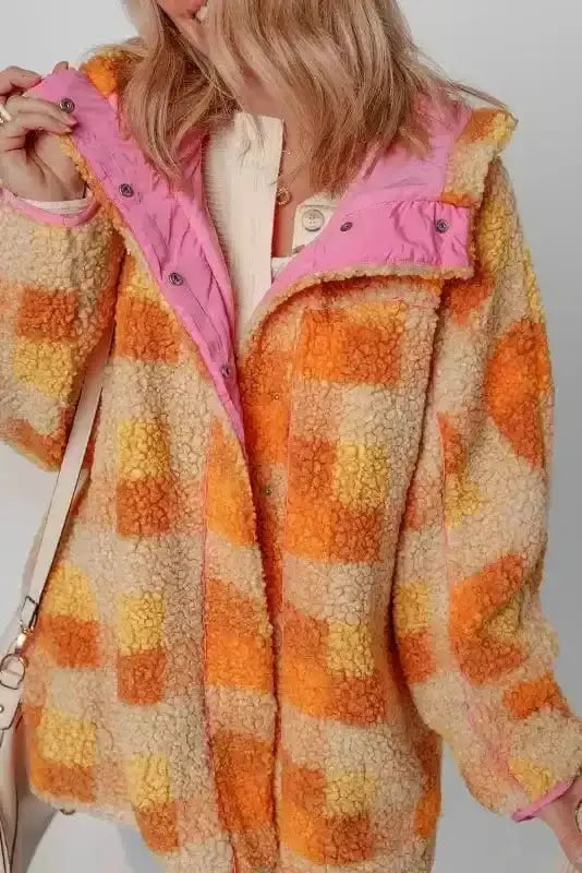 Sherpa Jackets Zesty Check Sherpa Hooded Jacket