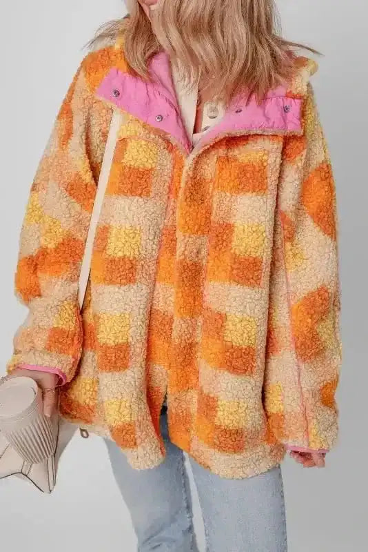Sherpa Jackets Zesty Check Sherpa Hooded Jacket
