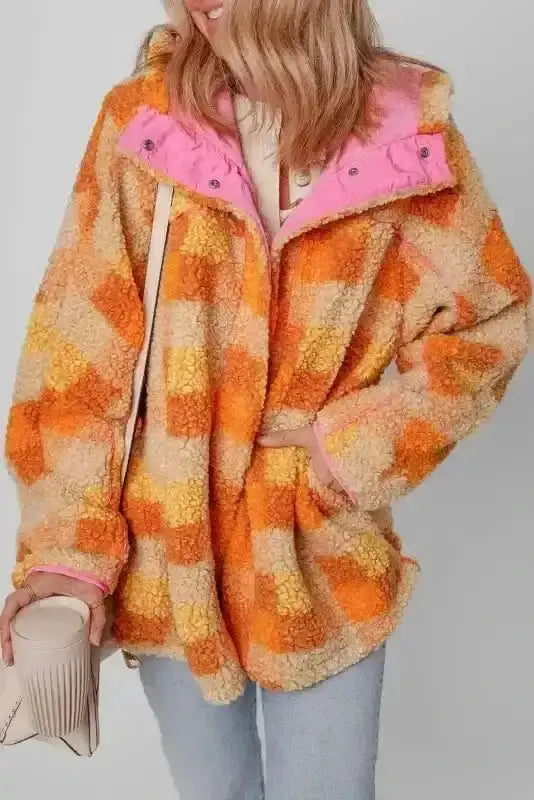 Sherpa Jackets Zesty Check Sherpa Hooded Jacket